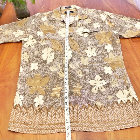 LINEAGE Patterns Floral Hippie Oversized Short Sleeves Button Down Shirt Blouse. - Picture 7 of 12